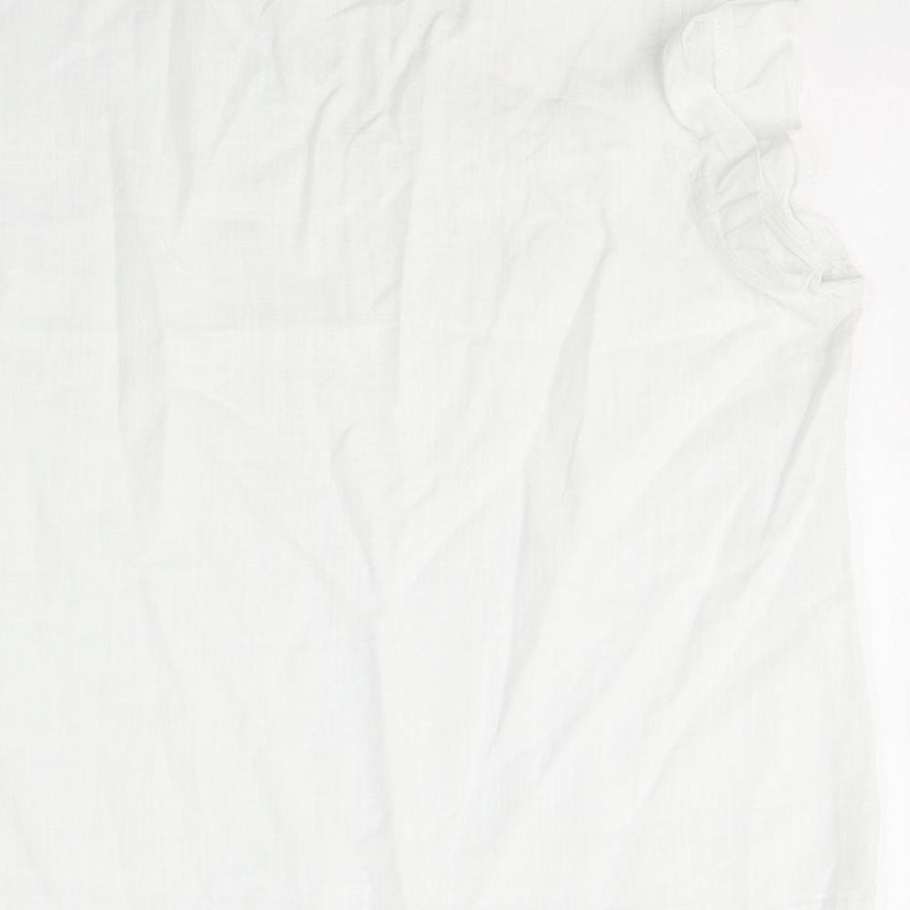 SheIn Womens White  Cotton Basic T-Shirt Size XL V-Neck