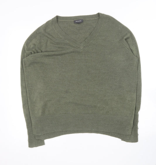 Primark Womens Green V-Neck  Acrylic Pullover Jumper Size 14