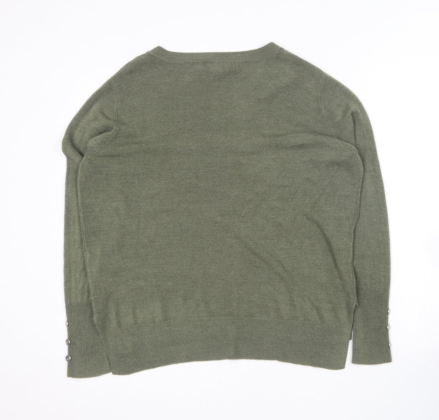 Primark Womens Green V-Neck  Acrylic Pullover Jumper Size 14