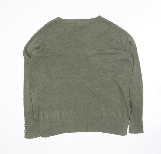 Primark Womens Green V-Neck  Acrylic Pullover Jumper Size 14