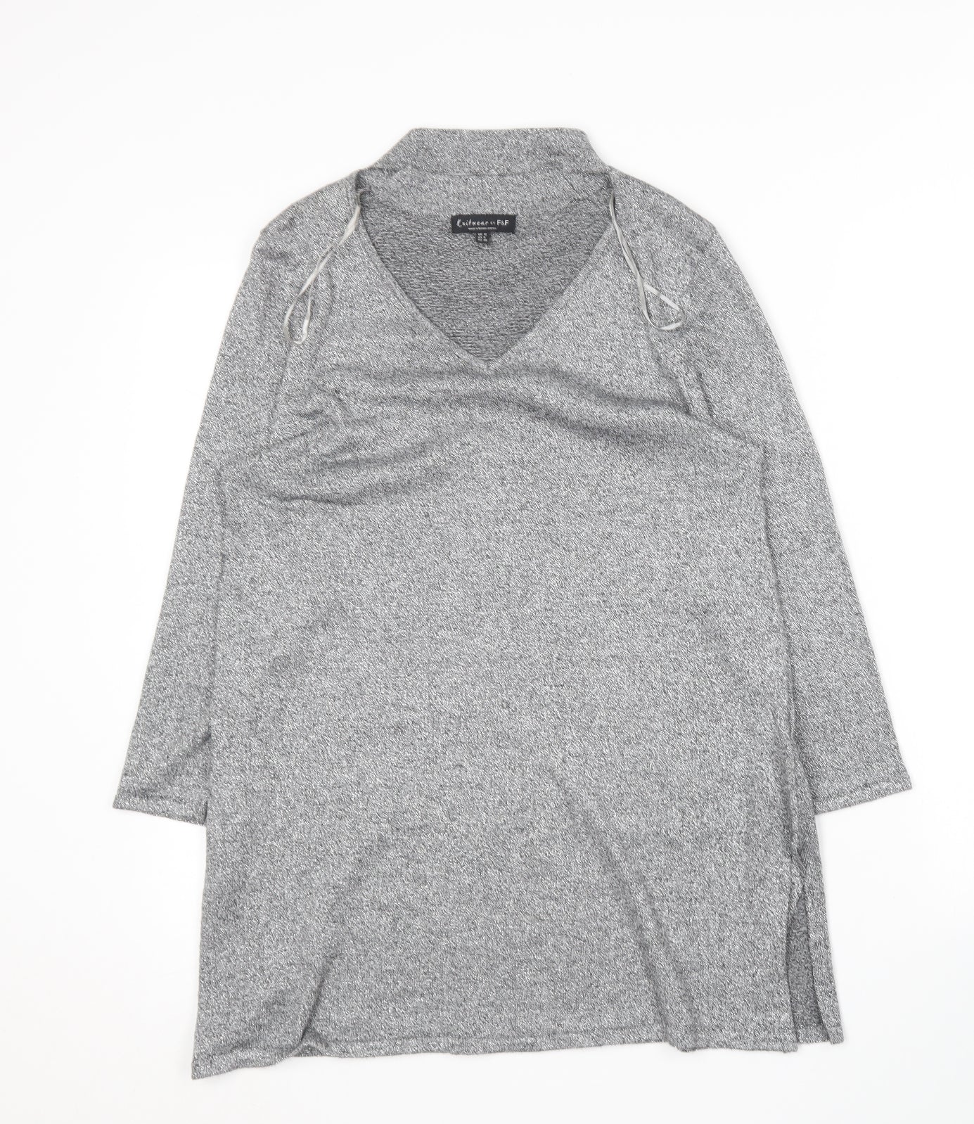 F&F Womens Grey Round Neck  Viscose Pullover Jumper Size 12