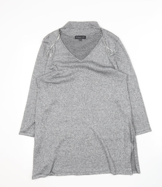 F&F Womens Grey Round Neck  Viscose Pullover Jumper Size 12