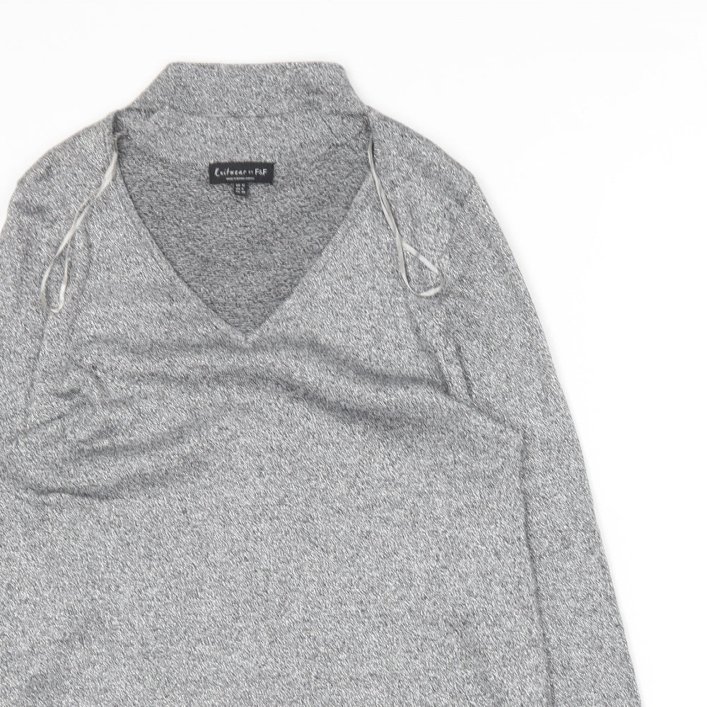 F&F Womens Grey Round Neck  Viscose Pullover Jumper Size 12