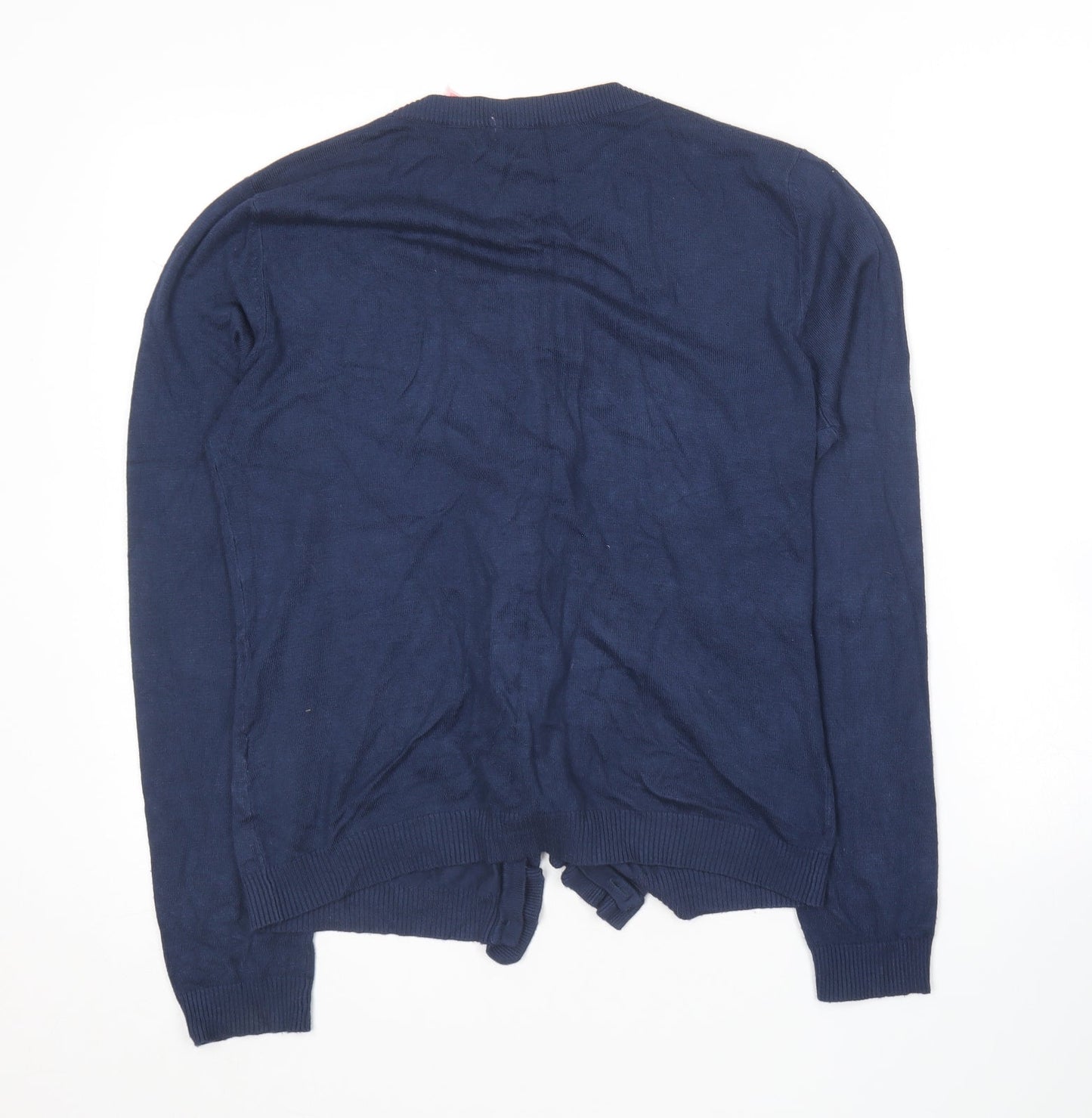 FAM Womens Blue Round Neck  Cotton Cardigan Jumper Size M