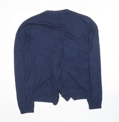 FAM Womens Blue Round Neck  Cotton Cardigan Jumper Size M
