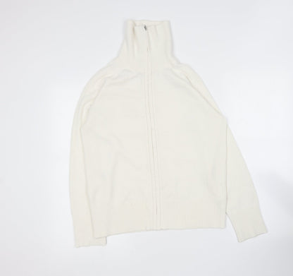 George Womens Ivory Collared  Acrylic Full Zip Jumper Size 16