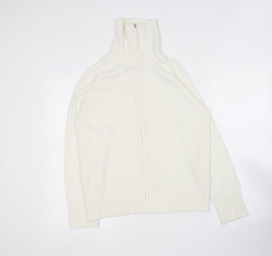 George Womens Ivory Collared  Acrylic Full Zip Jumper Size 16