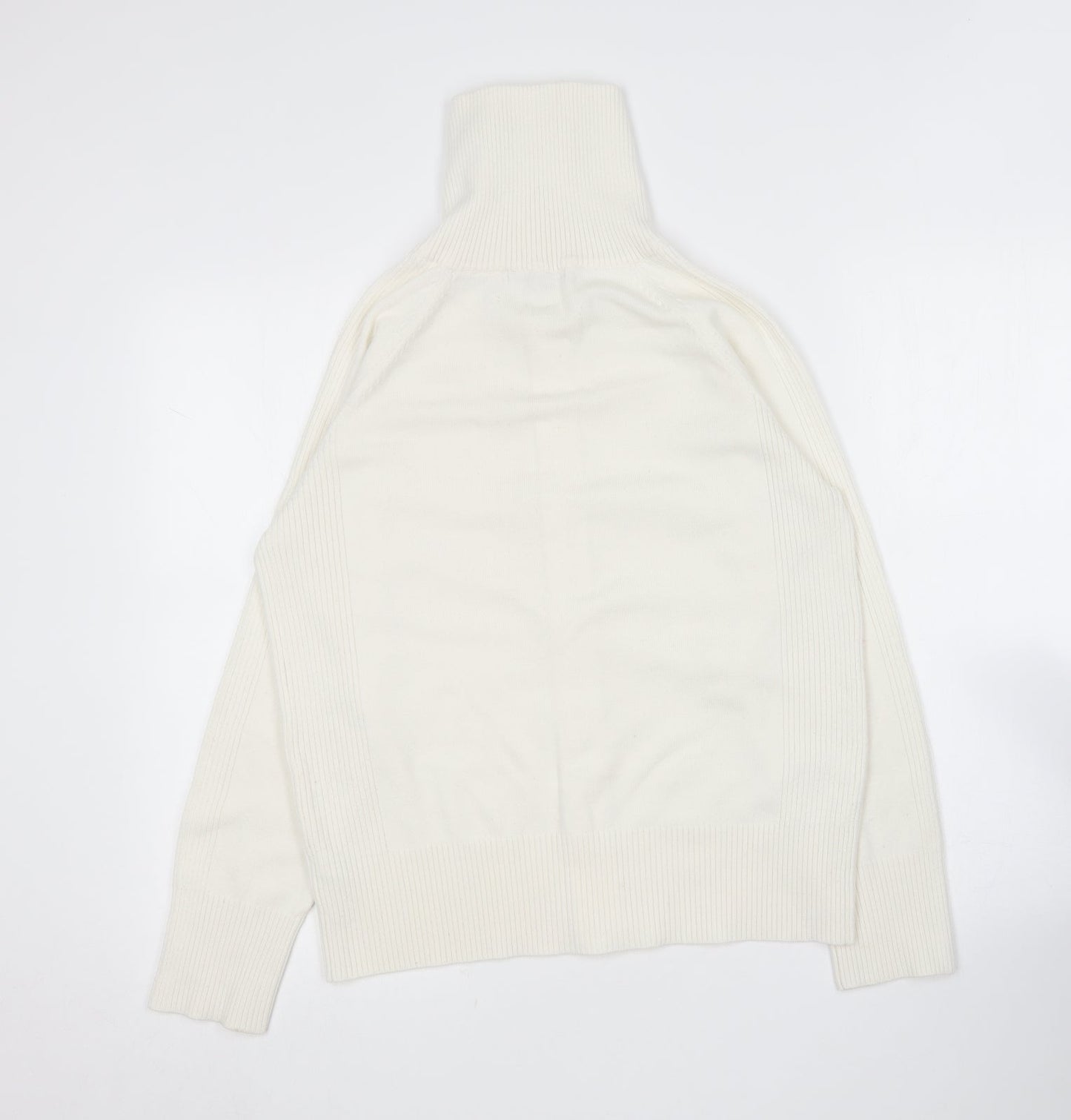George Womens Ivory Collared  Acrylic Full Zip Jumper Size 16