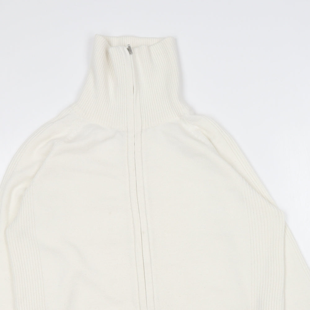 George Womens Ivory Collared  Acrylic Full Zip Jumper Size 16