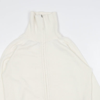 George Womens Ivory Collared  Acrylic Full Zip Jumper Size 16