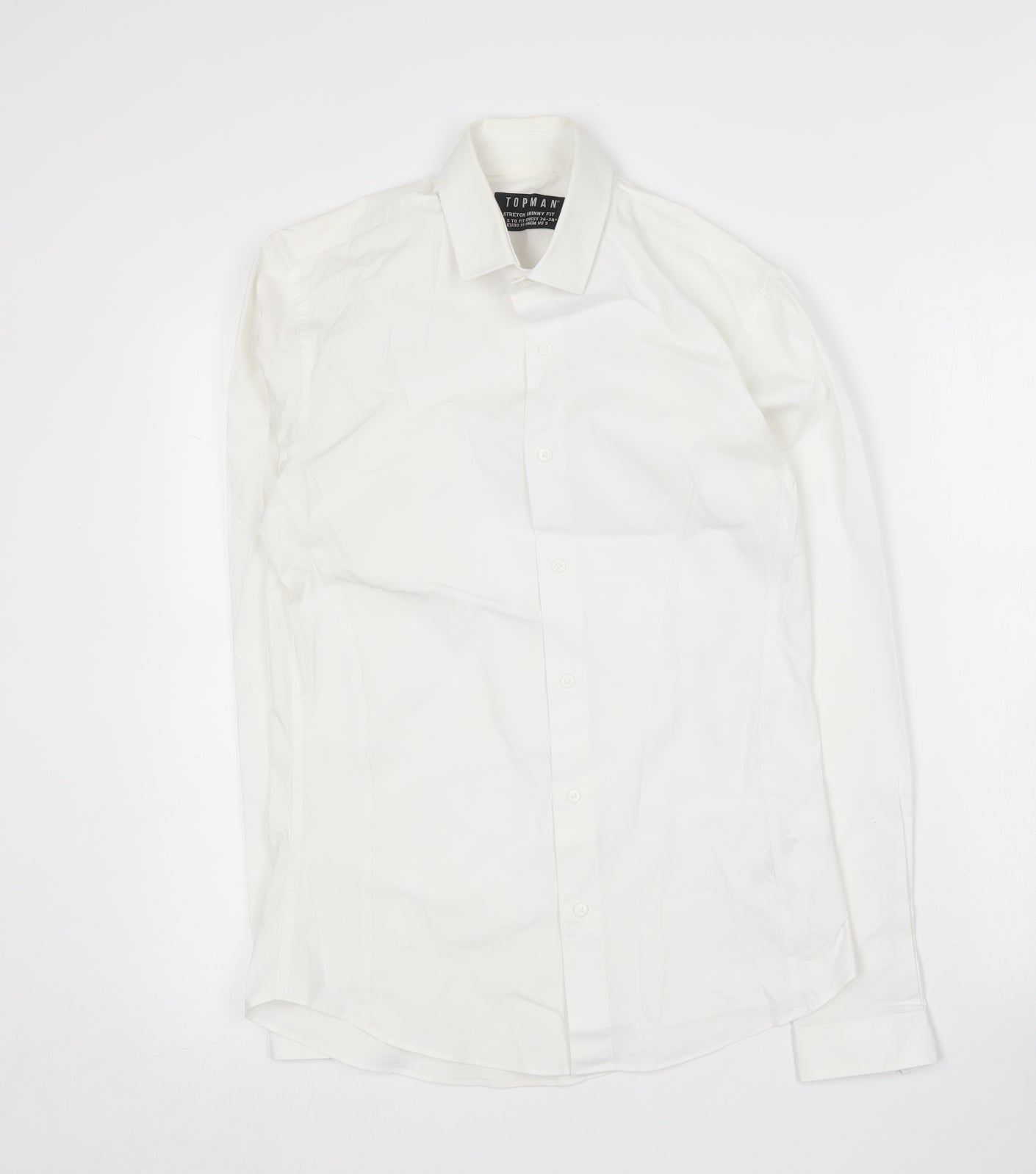 Mens UK Size S Topman White  Button-Up Long Sleeve Casual Shirt