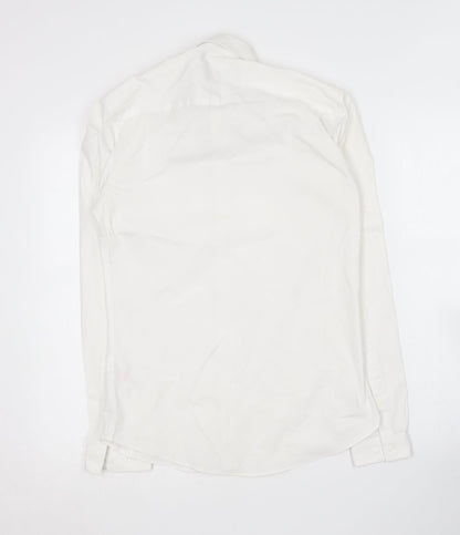 Mens UK Size S Topman White  Button-Up Long Sleeve Casual Shirt