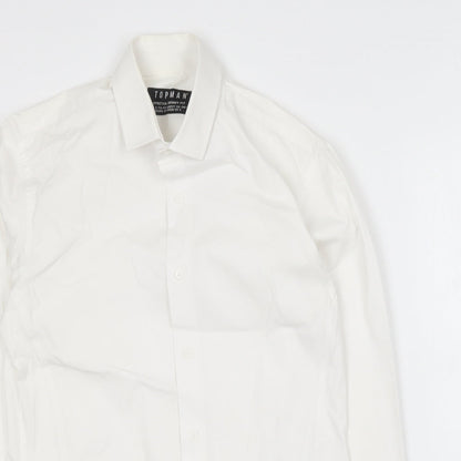 Mens UK Size S Topman White  Button-Up Long Sleeve Casual Shirt