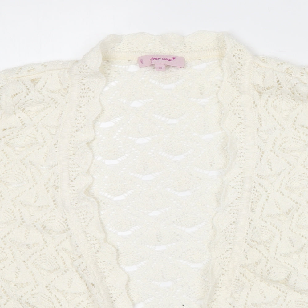 Womens UK Size 14 Per Una Ivory Cardigan Jumper