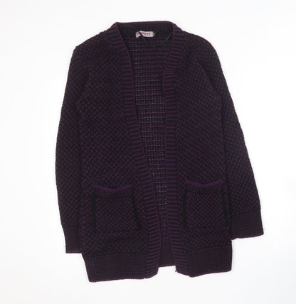 Glimpse  Womens Purple Collared  Acrylic Cardigan Jumper Size S