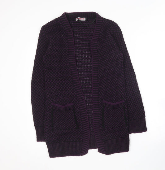 Glimpse  Womens Purple Collared  Acrylic Cardigan Jumper Size S
