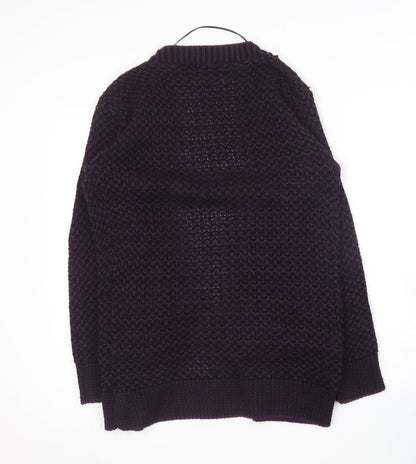 Glimpse  Womens Purple Collared  Acrylic Cardigan Jumper Size S