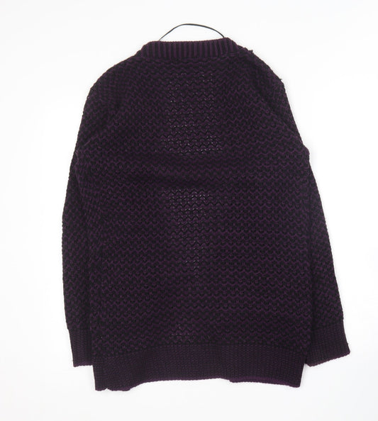 Glimpse  Womens Purple Collared  Acrylic Cardigan Jumper Size S