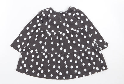Primark Girls Grey Polka Dot 100% Cotton Fit & Flare  Size 6-9 Months  Crew Neck Pullover