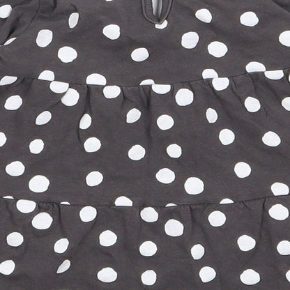 Primark Girls Grey Polka Dot 100% Cotton Fit & Flare  Size 6-9 Months  Crew Neck Pullover