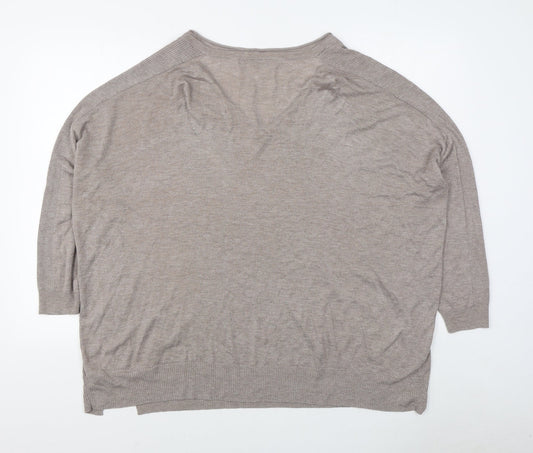George Womens Beige V-Neck  Viscose Pullover Jumper Size 20