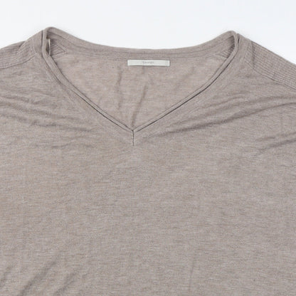 George Womens Beige V-Neck  Viscose Pullover Jumper Size 20