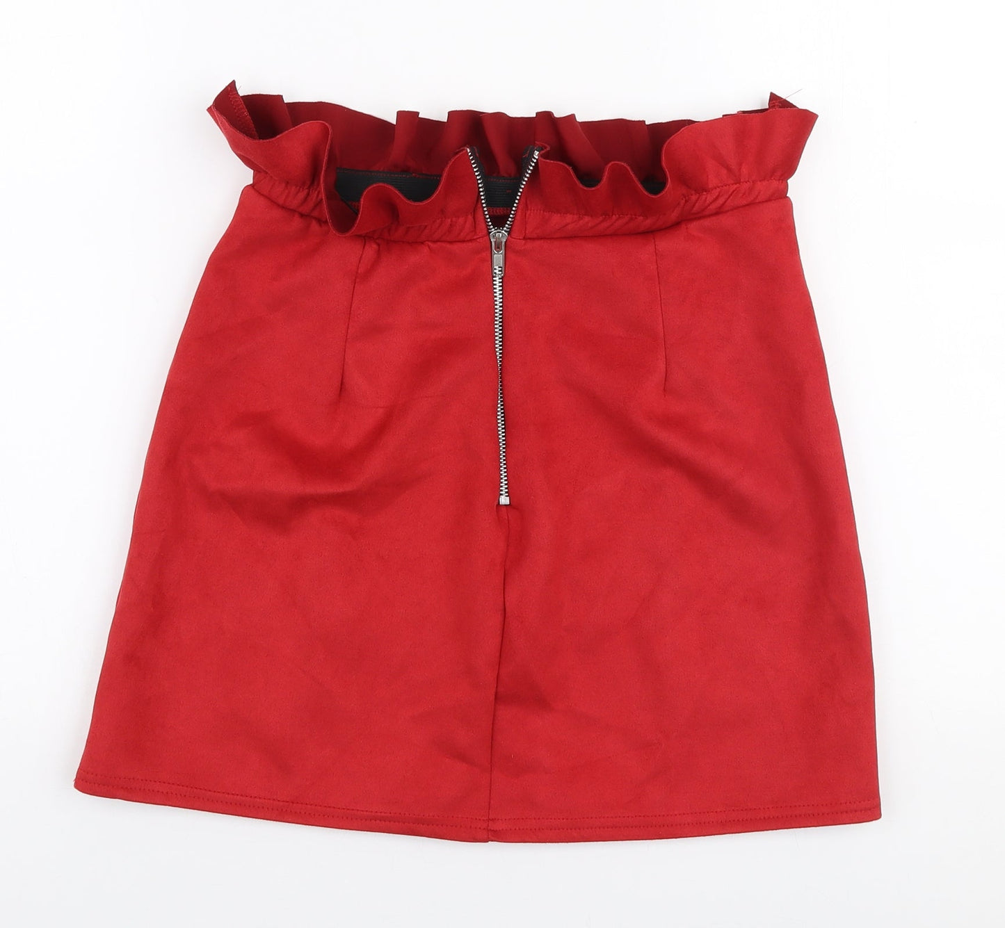 Boohoo Womens Red  Polyester A-Line Skirt Size 12   Zip