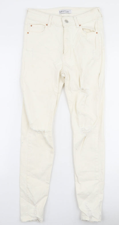 Denim Co Womens Ivory  Cotton Skinny Jeans Size 10 L27 in Slim Zip