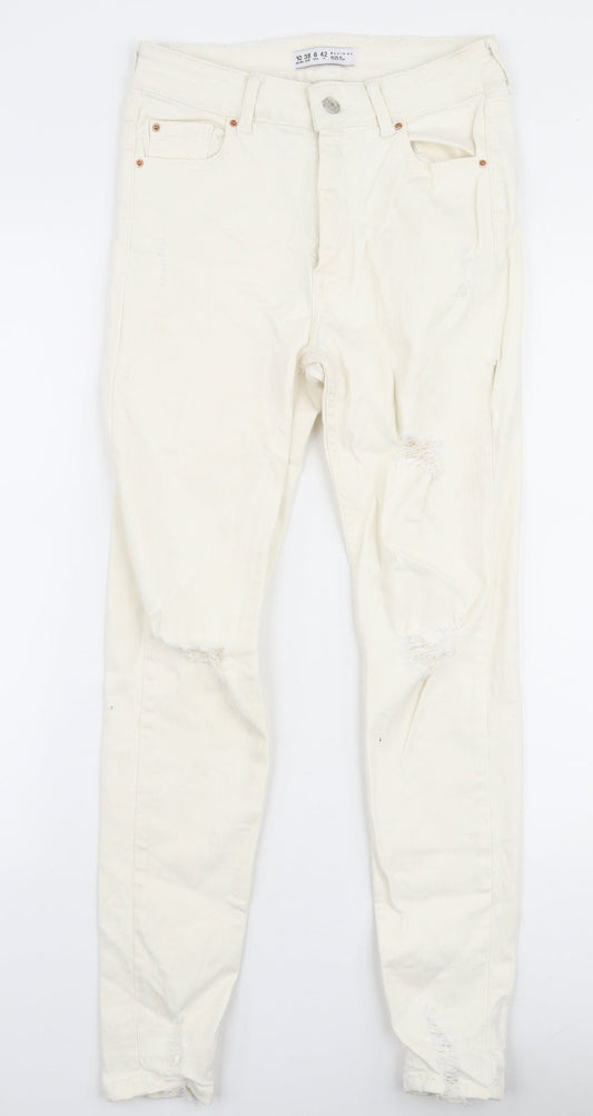 Denim Co Womens Ivory  Cotton Skinny Jeans Size 10 L27 in Slim Zip