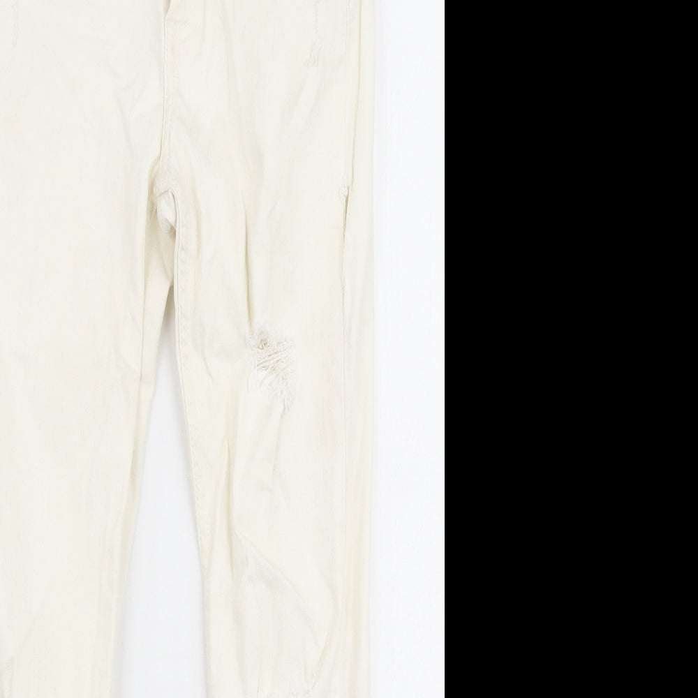 Denim Co Womens Ivory  Cotton Skinny Jeans Size 10 L27 in Slim Zip