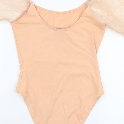 Primark Womens Orange  Cotton Bodysuit One-Piece Size XS  Snap