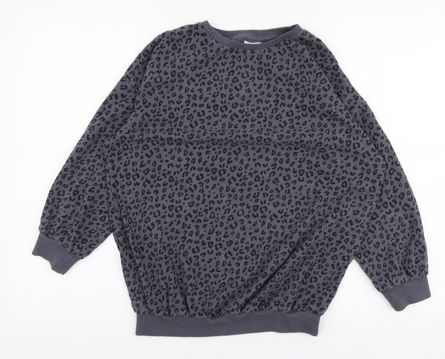 NEXT Girls Grey Animal Print 100% Cotton Pullover Sweatshirt Size 11 Years  Pullover