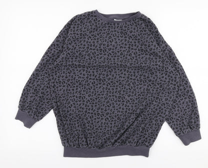 NEXT Girls Grey Animal Print 100% Cotton Pullover Sweatshirt Size 11 Years  Pullover