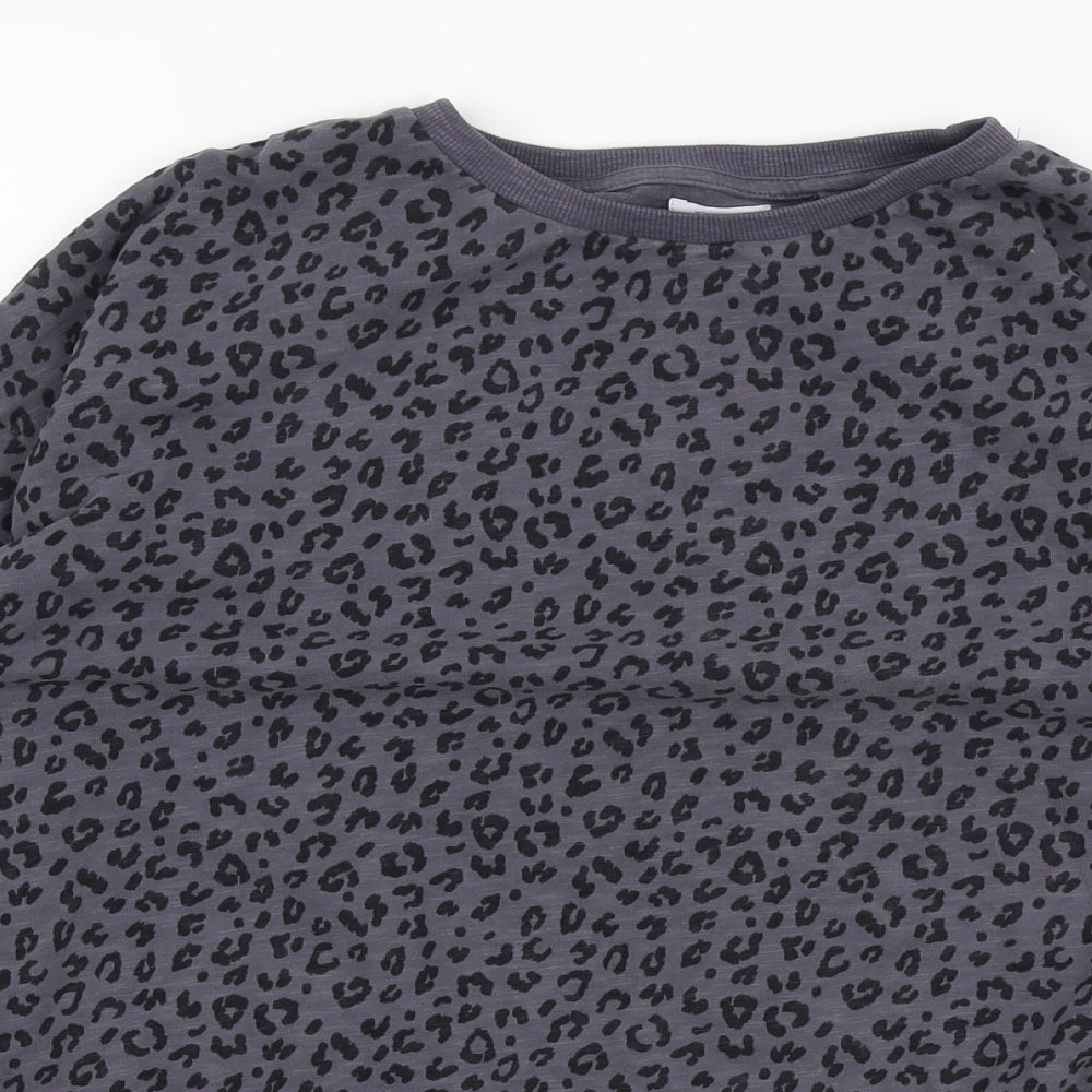 NEXT Girls Grey Animal Print 100% Cotton Pullover Sweatshirt Size 11 Years  Pullover