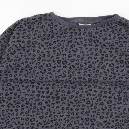 NEXT Girls Grey Animal Print 100% Cotton Pullover Sweatshirt Size 11 Years  Pullover