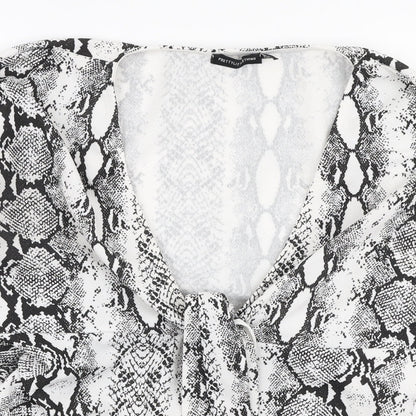 Womens UK Size 14 PRETTYLITTLETHING White Basic Blouse