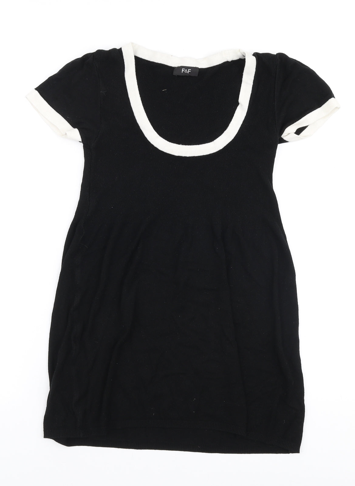 F&F Womens Black Round Neck  Viscose Pullover Jumper Size 8