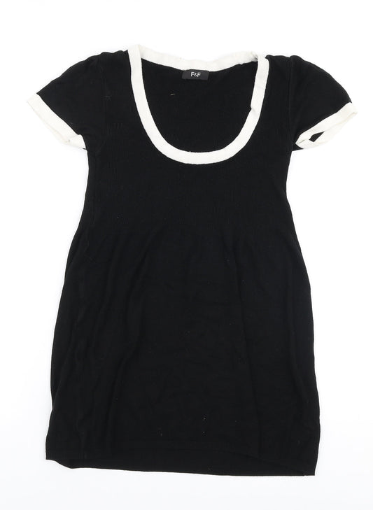 F&F Womens Black Round Neck  Viscose Pullover Jumper Size 8