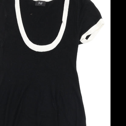F&F Womens Black Round Neck  Viscose Pullover Jumper Size 8