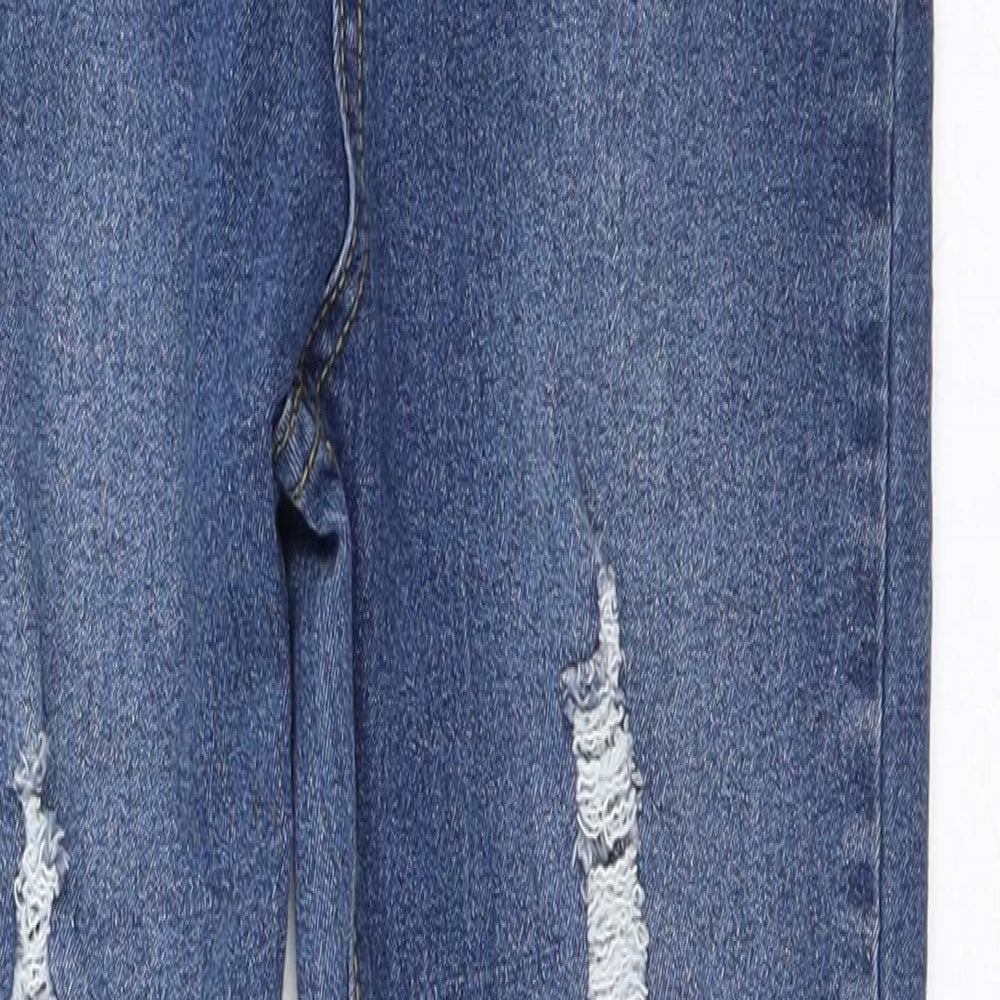 PRETTYLITTLETHING Womens Blue  Cotton Tapered Jeans Size 4 L24 in Regular