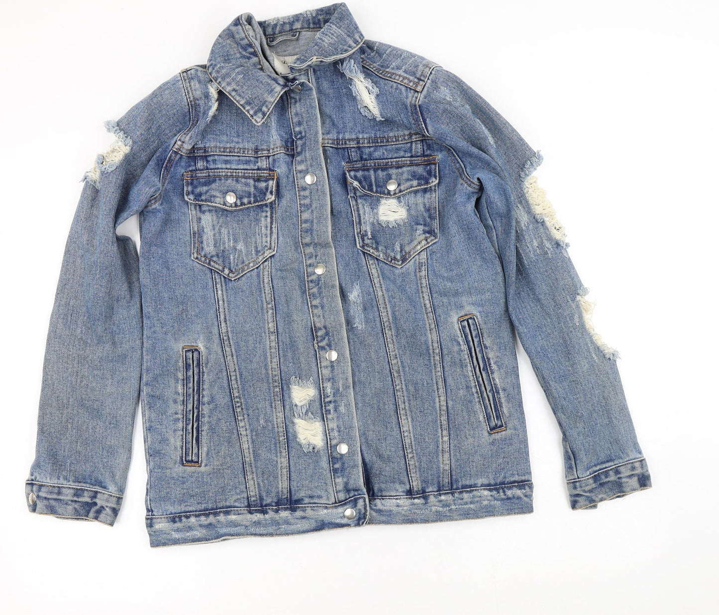 Denim & Co. Womens Blue   Jacket  Size 8   - DIstressed