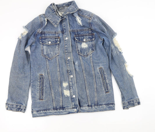 Denim & Co. Womens Blue   Jacket  Size 8   - DIstressed