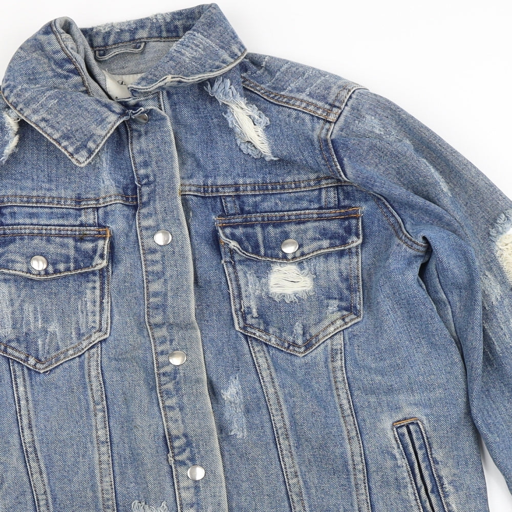 Denim & Co. Womens Blue   Jacket  Size 8   - DIstressed