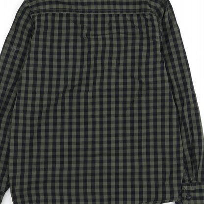 Primark Girls Green Check Cotton Basic Button-Up Size 11-12 Years Collared Button
