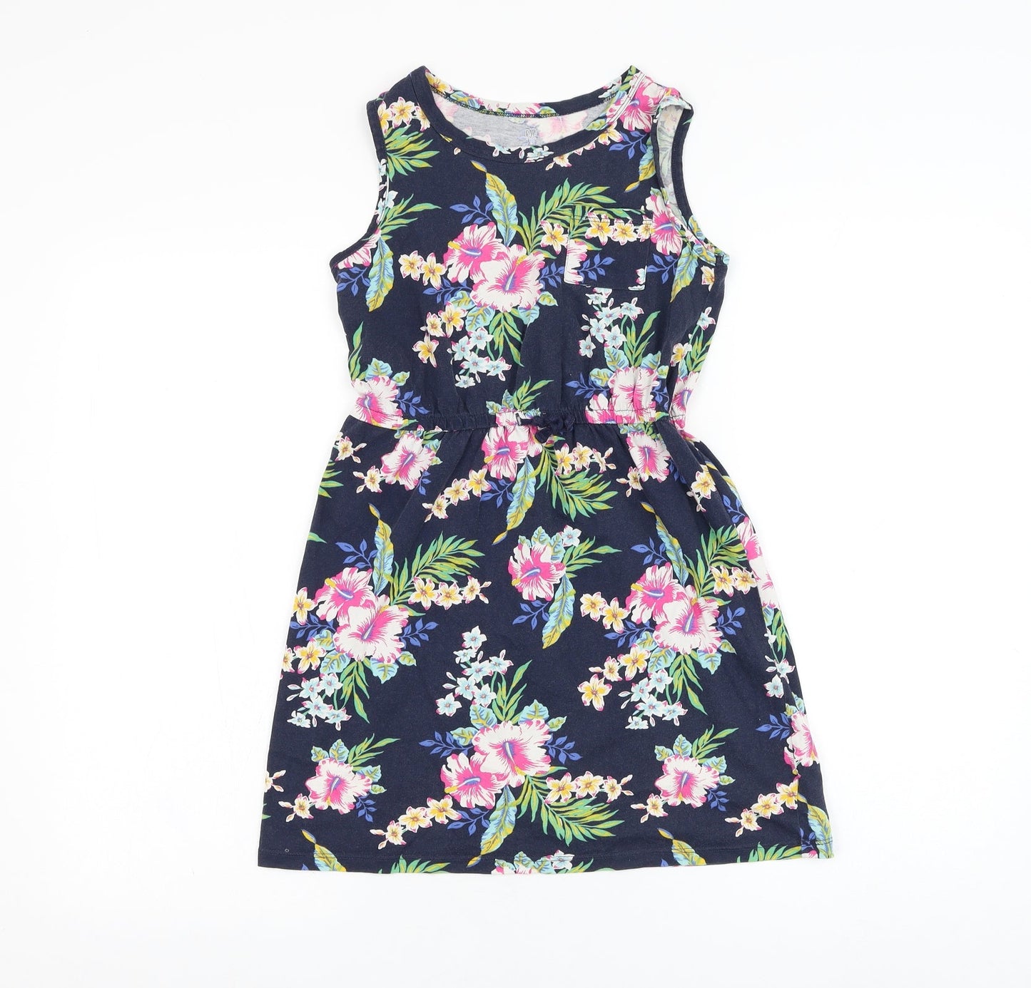 Gap Girls Blue Floral Cotton A-Line  Size L  Round Neck Pullover