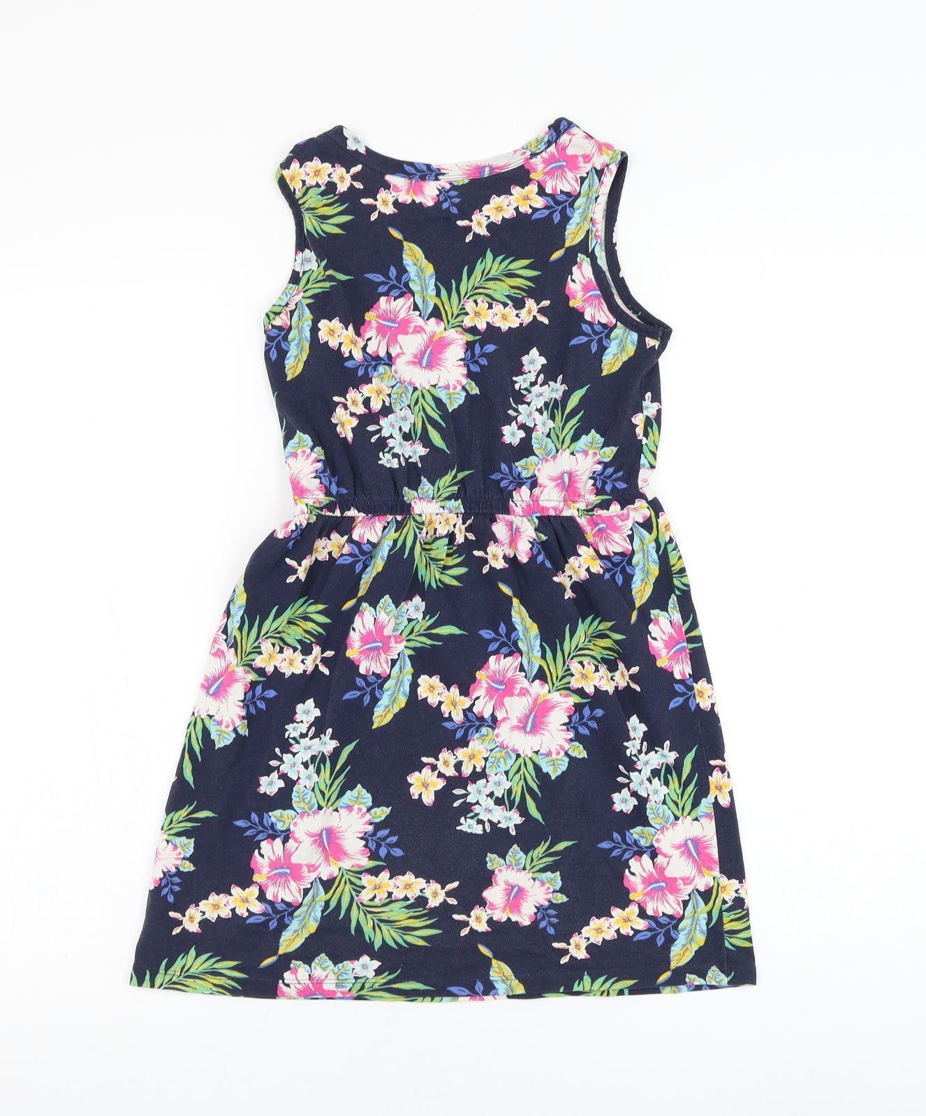 Gap Girls Blue Floral Cotton A-Line  Size L  Round Neck Pullover