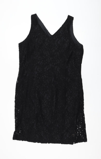 Modern Classics Womens Black  Viscose Shift  Size 18  V-Neck Zip