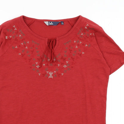 EWM Womens Red  Cotton Basic T-Shirt Size 10 Round Neck