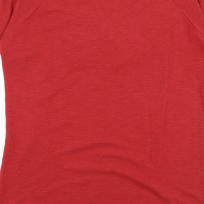 EWM Womens Red  Cotton Basic T-Shirt Size 10 Round Neck
