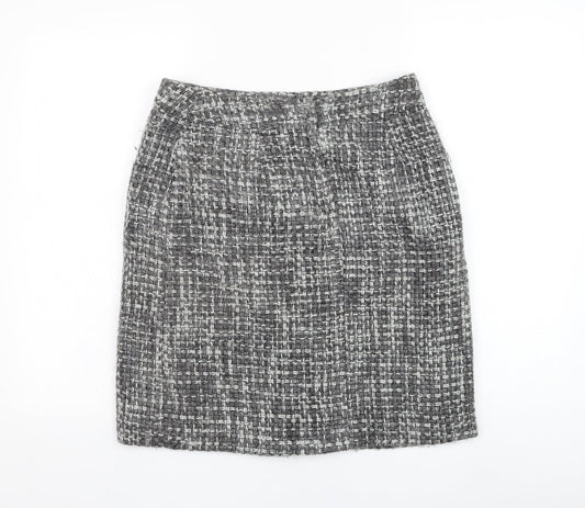 AMARANTO Womens Grey  Acrylic A-Line Skirt Size 12   Zip
